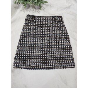 Ann Taylor Loft Tweed Black  Blue Tan  Lined Skirt Size 4